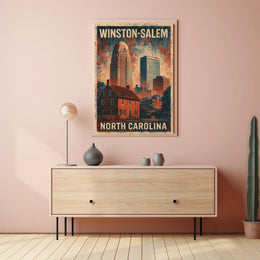 Winston Salem Cityscape Digital Painting Home Decor Poster