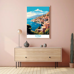 Vibrant Coastal Town Travel Poster