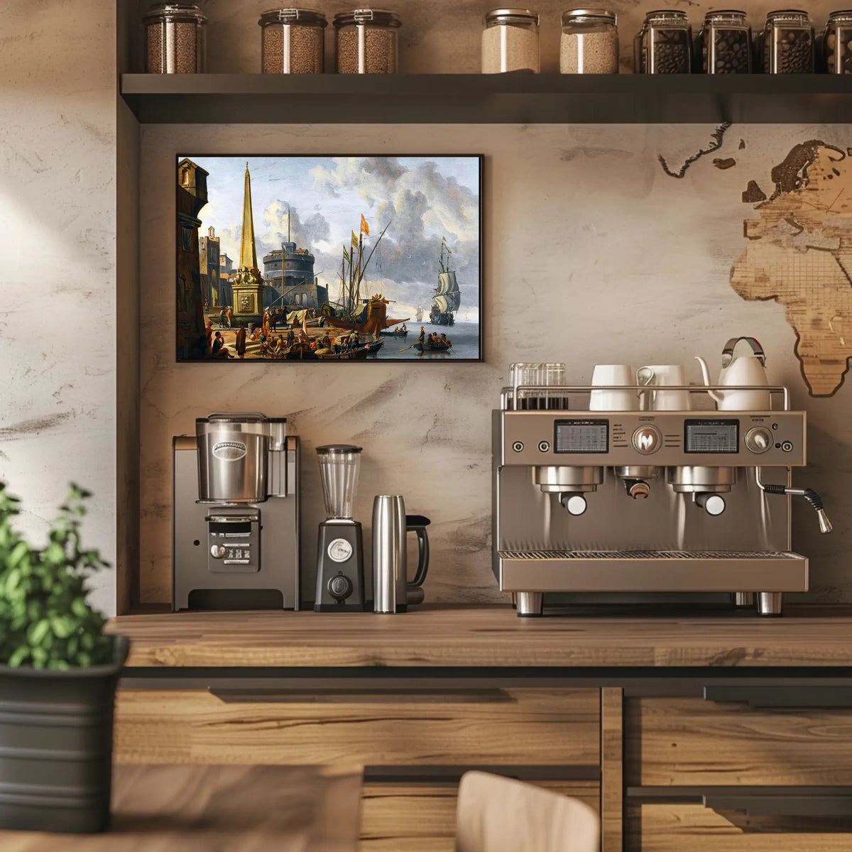 Renaissance Port Scene Captivates in Cultural or Heritage Poster