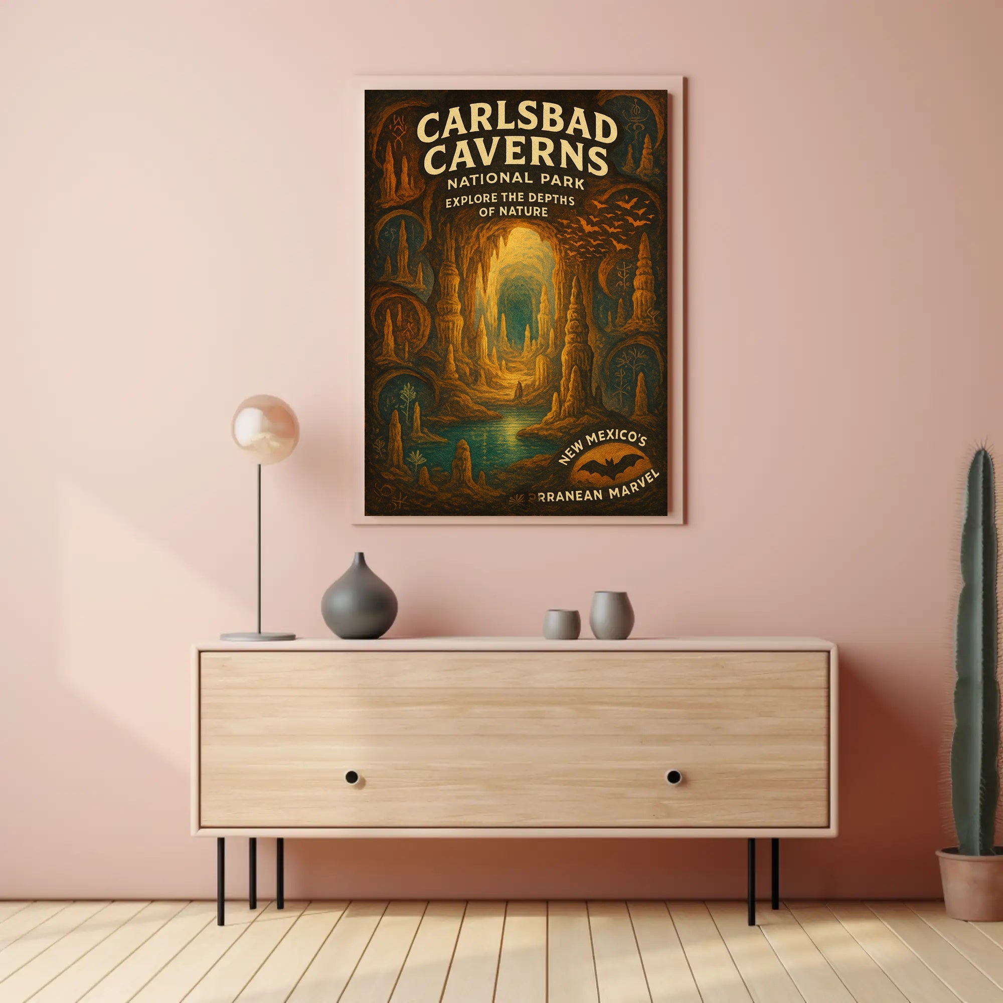 Carlsbad Caverns Vintage Art Print: National Park Poster