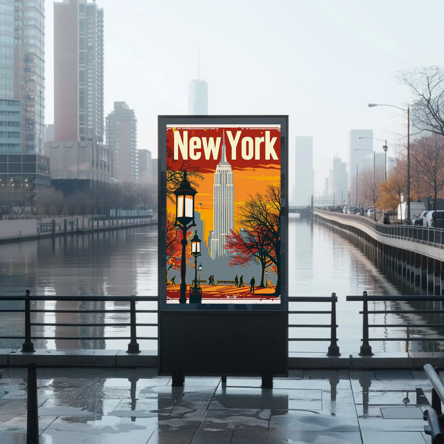 Empire State Building Vintage New York Style Poster