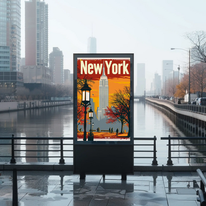 Empire State Building Vintage New York Style Poster