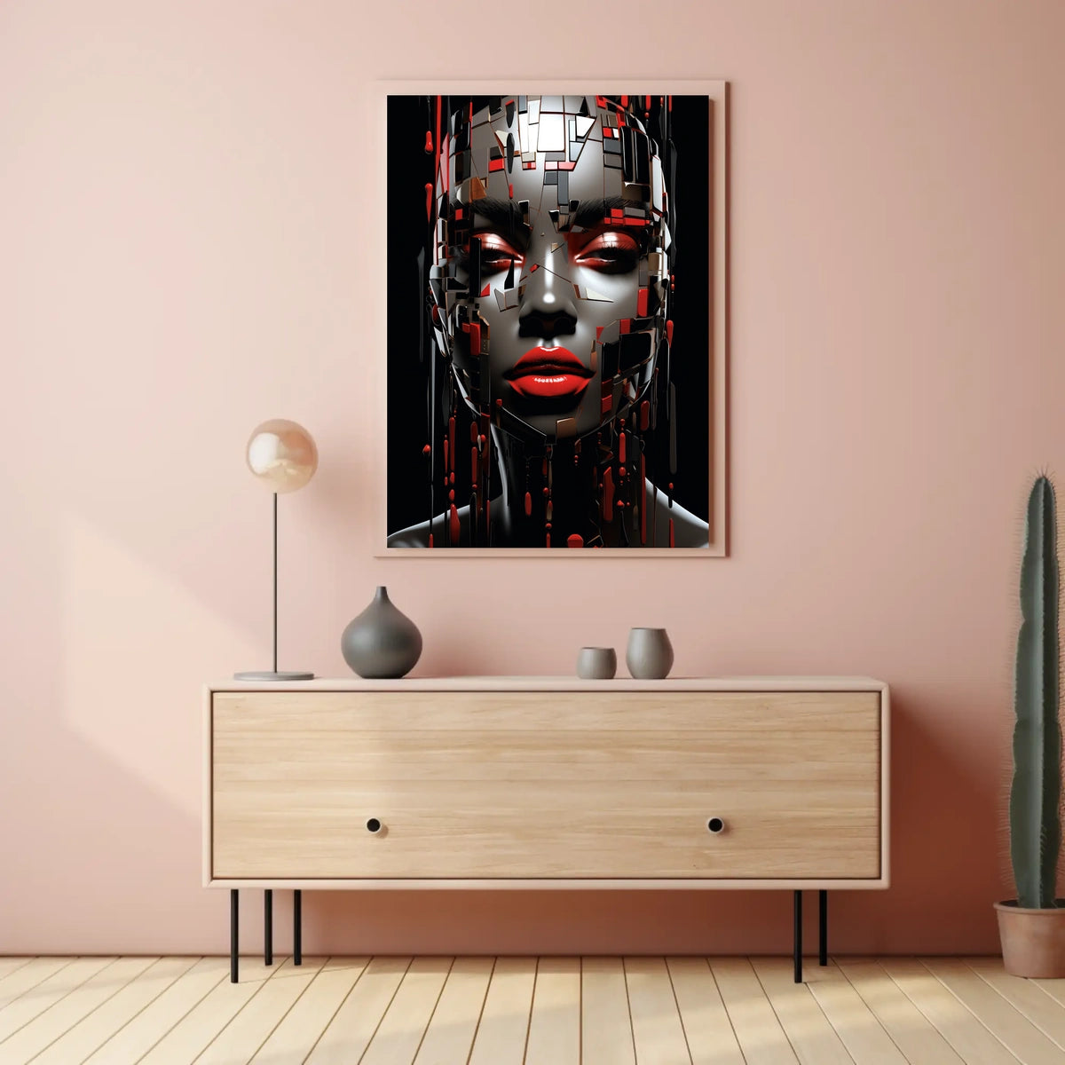 Futuristic Abstract Face Poster: Digital Art Print