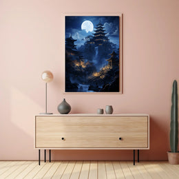 Moonlit Pagoda Serenity Poster