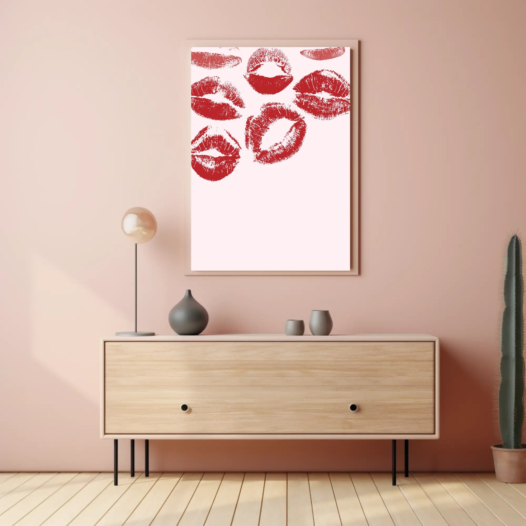 Romantic Red Kiss Marks Abstract or Artistic Poster PosterGoat
