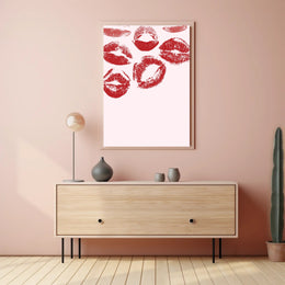Romantic Red Kiss Marks Abstract or Artistic Poster PosterGoat