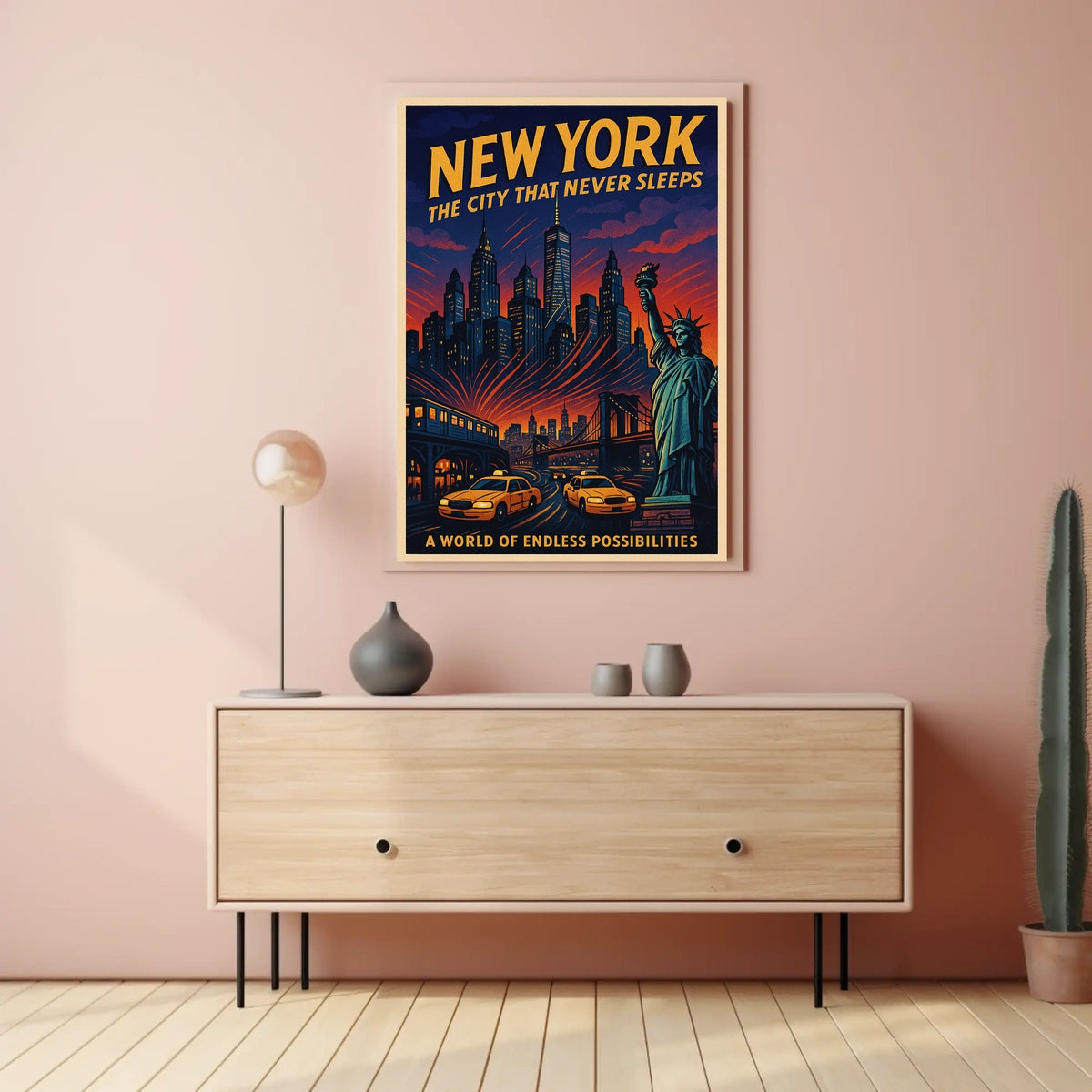 New York City Poster Vintage Travel Urban Wall Art
