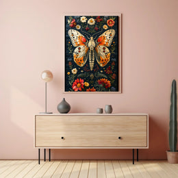 Vibrant Butterfly and Botanicals Artistic Poster