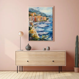 Monaco Monaco Harbor with Yachts View Poster