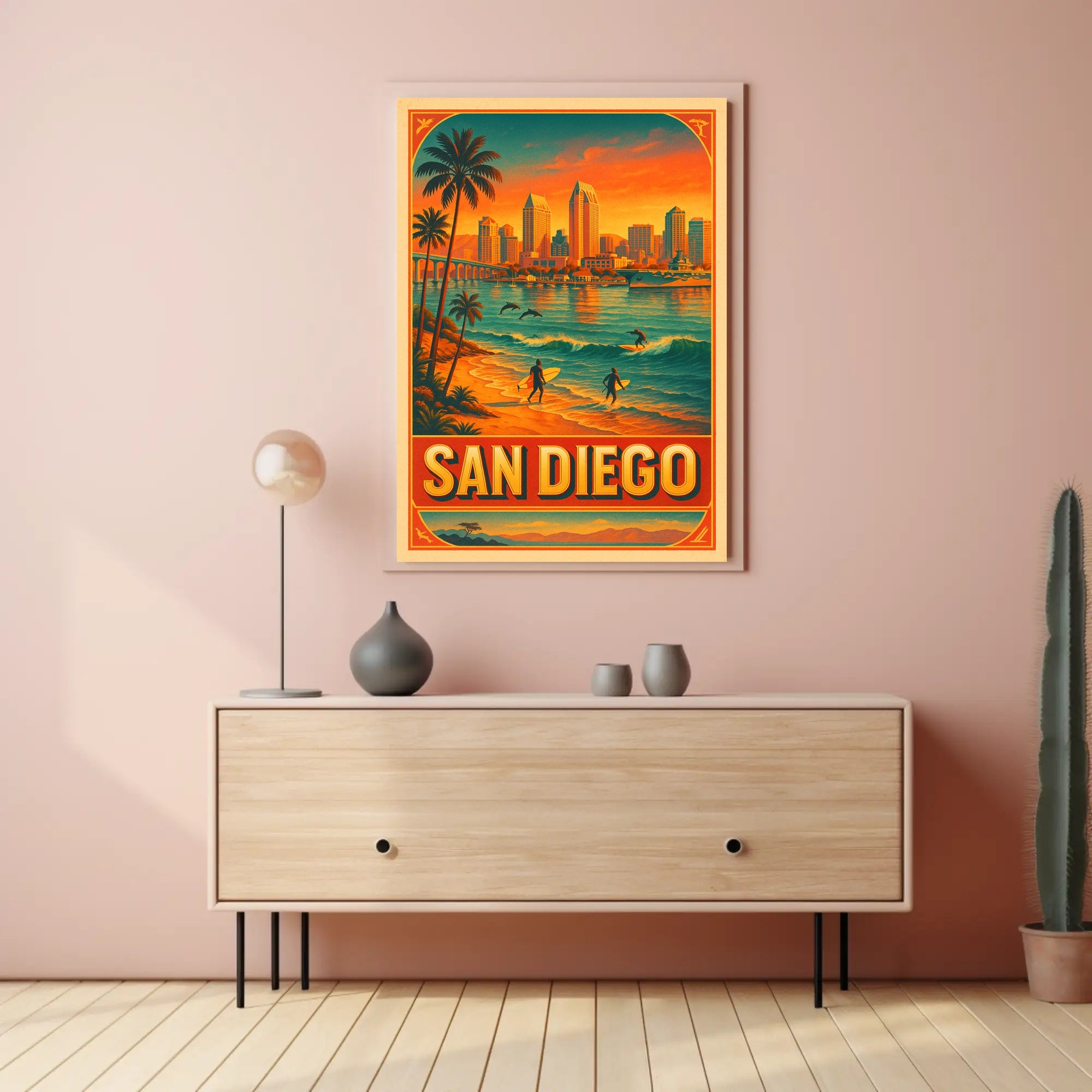San Diego Surfscape Poster Coastal Wall Art Print