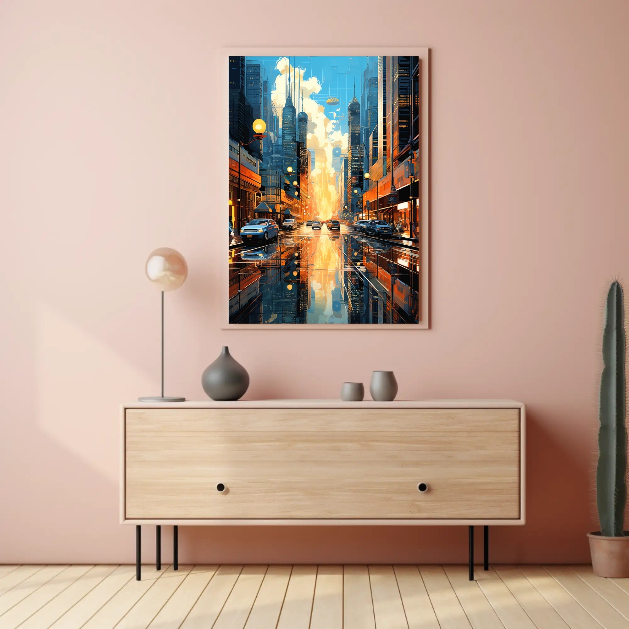 Futuristic Cityscape with Floating Vehicles Sci-Fi Poster