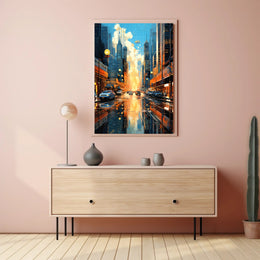 Futuristic Cityscape with Floating Vehicles Sci-Fi Poster