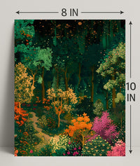 Enchanted Night Forest Fantasy with Stars Poster