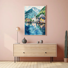 Austria Hallstatt Lakeside Village Poster