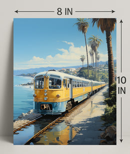 Coastal Train Journey Poster