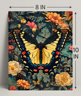 Butterfly Symphony: Vibrant Botanical Modern Art Animal Poster