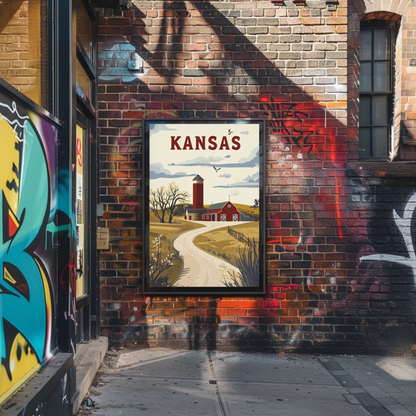 Kansas Prairie House Vintage Poster