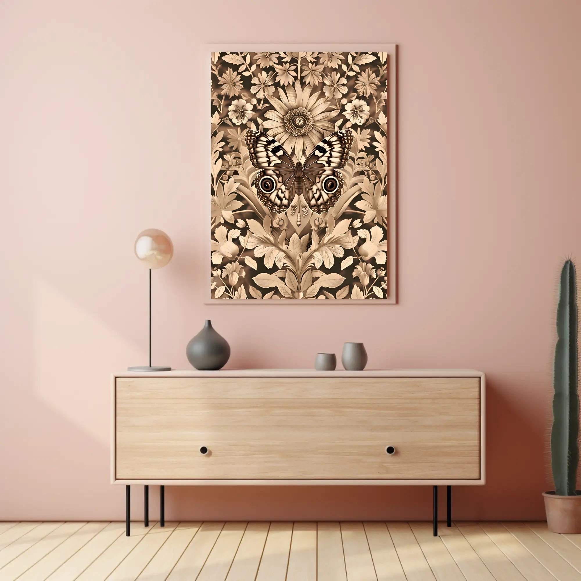 Butterfly and Floral Vintage Artwork Artistic Poster