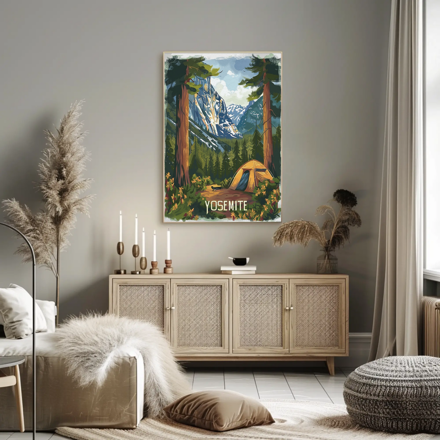 Yosemite National Park Tent View Travel Poster