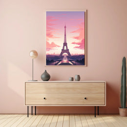 Parisian Sunset Serenity: Modern Travel Poster