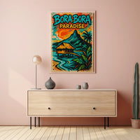 Tropical Bora Bora Vintage Travel Poster PosterGoat