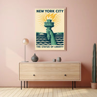 Statue Of Liberty NYC Icon Travel Poster Vintage Wall Art