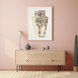Floral Vase with Geometric Accent Poster