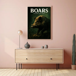 Boars Untamed and Fierce Poster PosterGoat