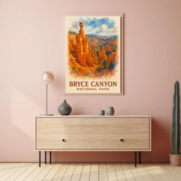 Bryce Canyon Watercolor Poster: Majestic Nature Art Print