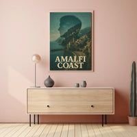 Amalfi Coast Silhouette Poster Coastal Wall Art Decor