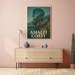 Amalfi Coast Silhouette Poster Coastal Wall Art Decor