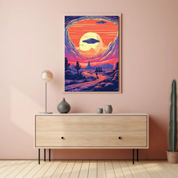 Cosmic Sunset Encounter Poster