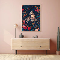 Majestic Snow Leopard with Lush Flora Animal Poster