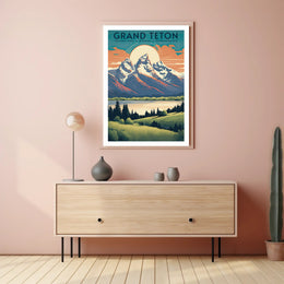 Grand Teton Scenic Vintage Travel Poster Print