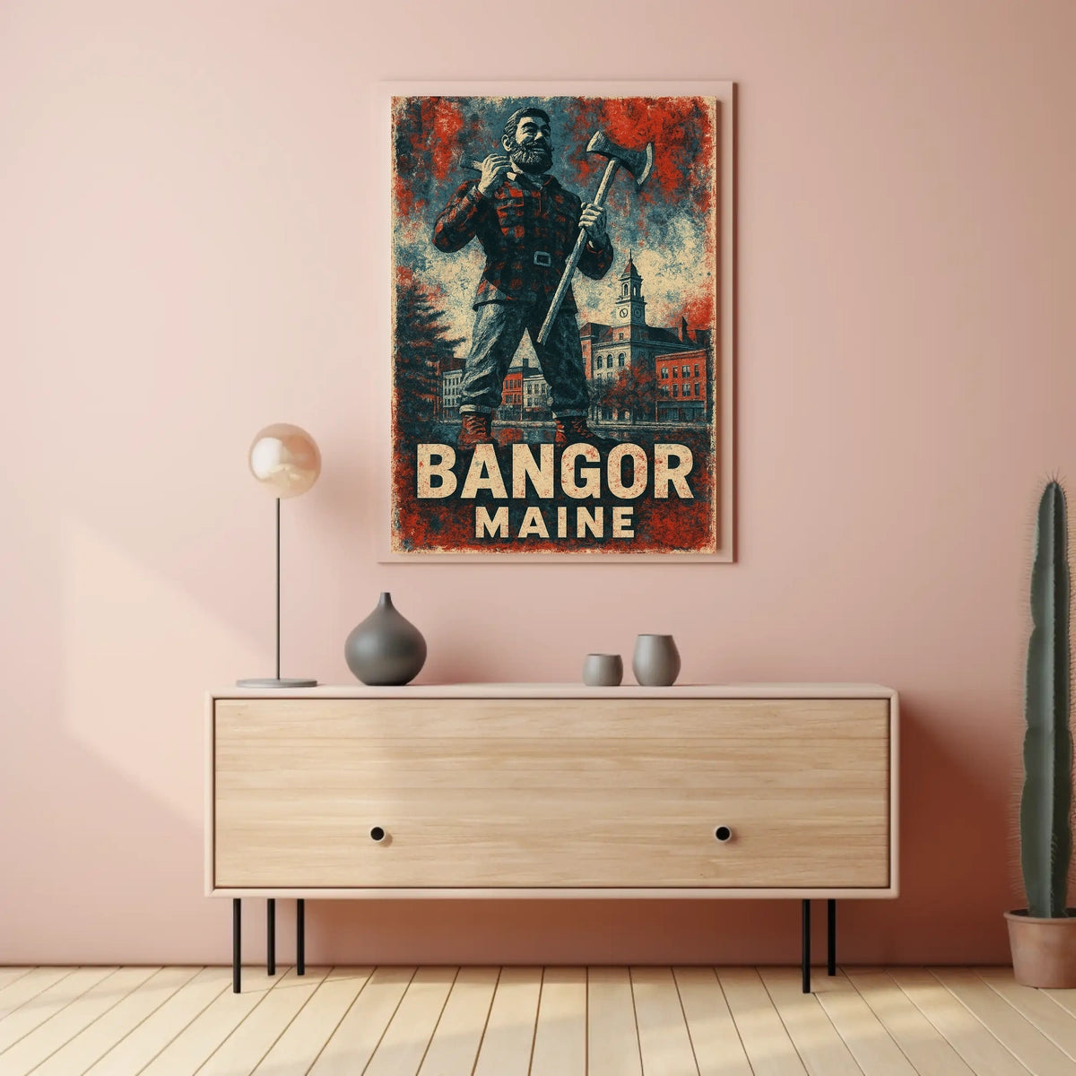 Bangor Maine Lumberjack Heritage Rustic Scenic Timeless Wall Art Decor Gift Poster