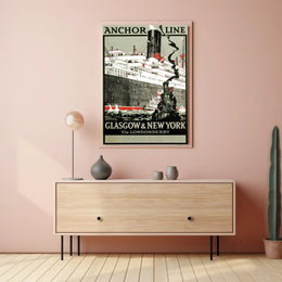 Anchor Line Vintage Transatlantic Voyage Poster