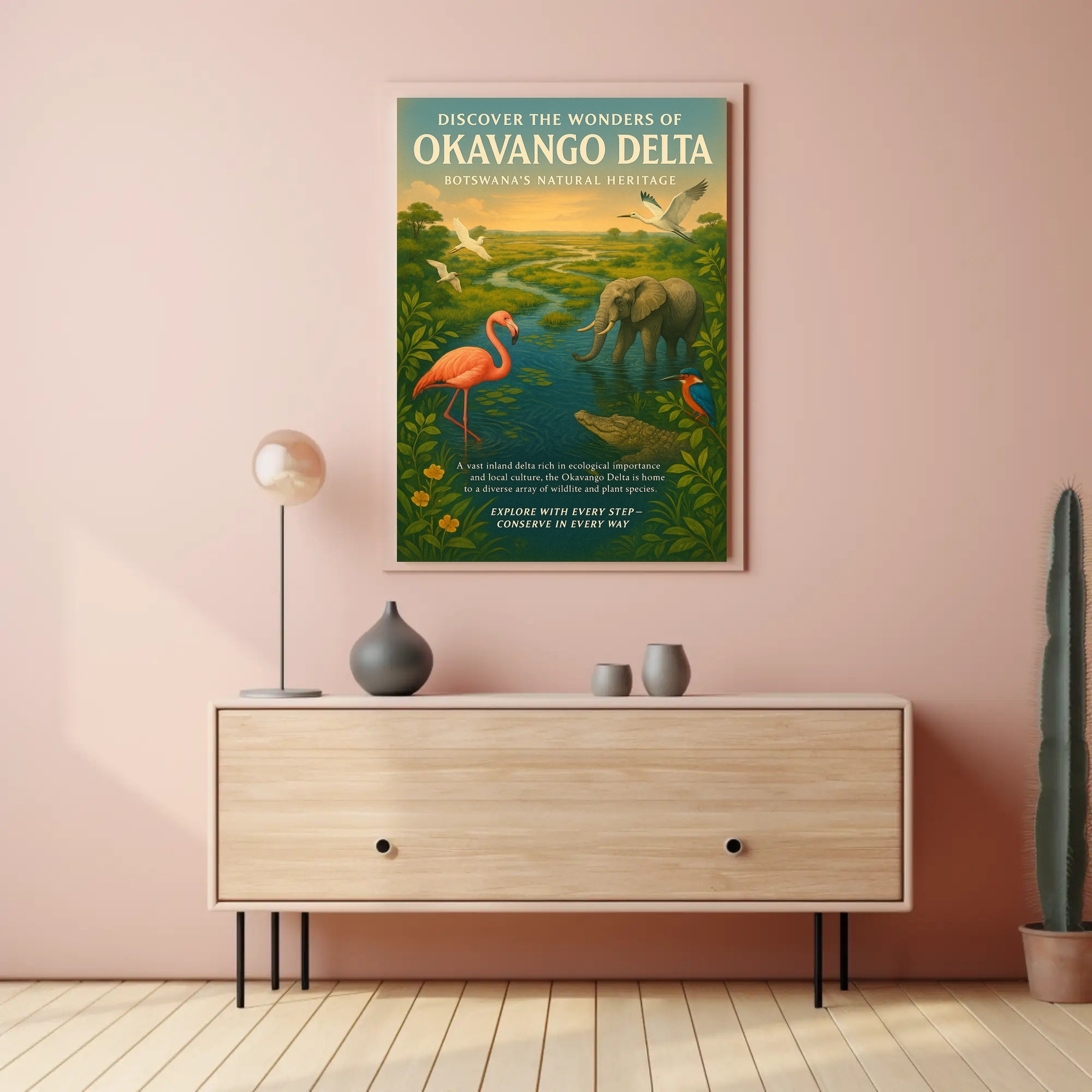 Okavango Delta Scenic Poster Vintage Travel Print