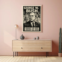 George W. Bush 43rd President of the United States B & W Comic Sketch Poster