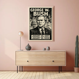 George W. Bush 43rd President of the United States B & W Comic Sketch Poster