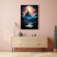 Fantasy Castle Scene in Mystical Landscape Futuristic Sci-Fi Poster