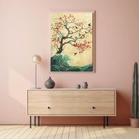 Tranquil Tree and Sea Harmony Art Poster PosterGoat