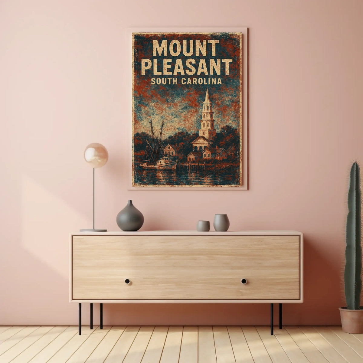 Mount Pleasant Coastal Skyline Watercolor Poster