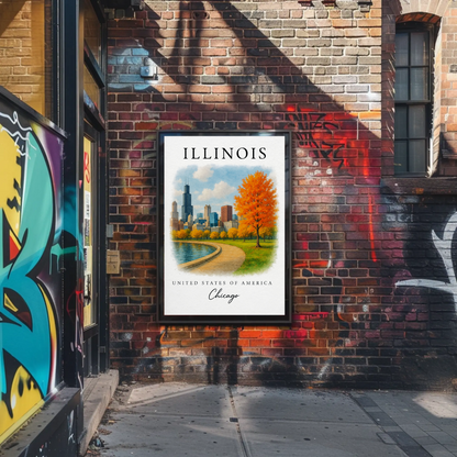 Illinois, Chicago Signature Series Vintage Travel Poster