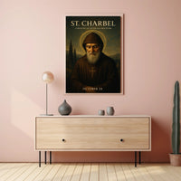 St Charbel Devotional Poster Religious Wall Art