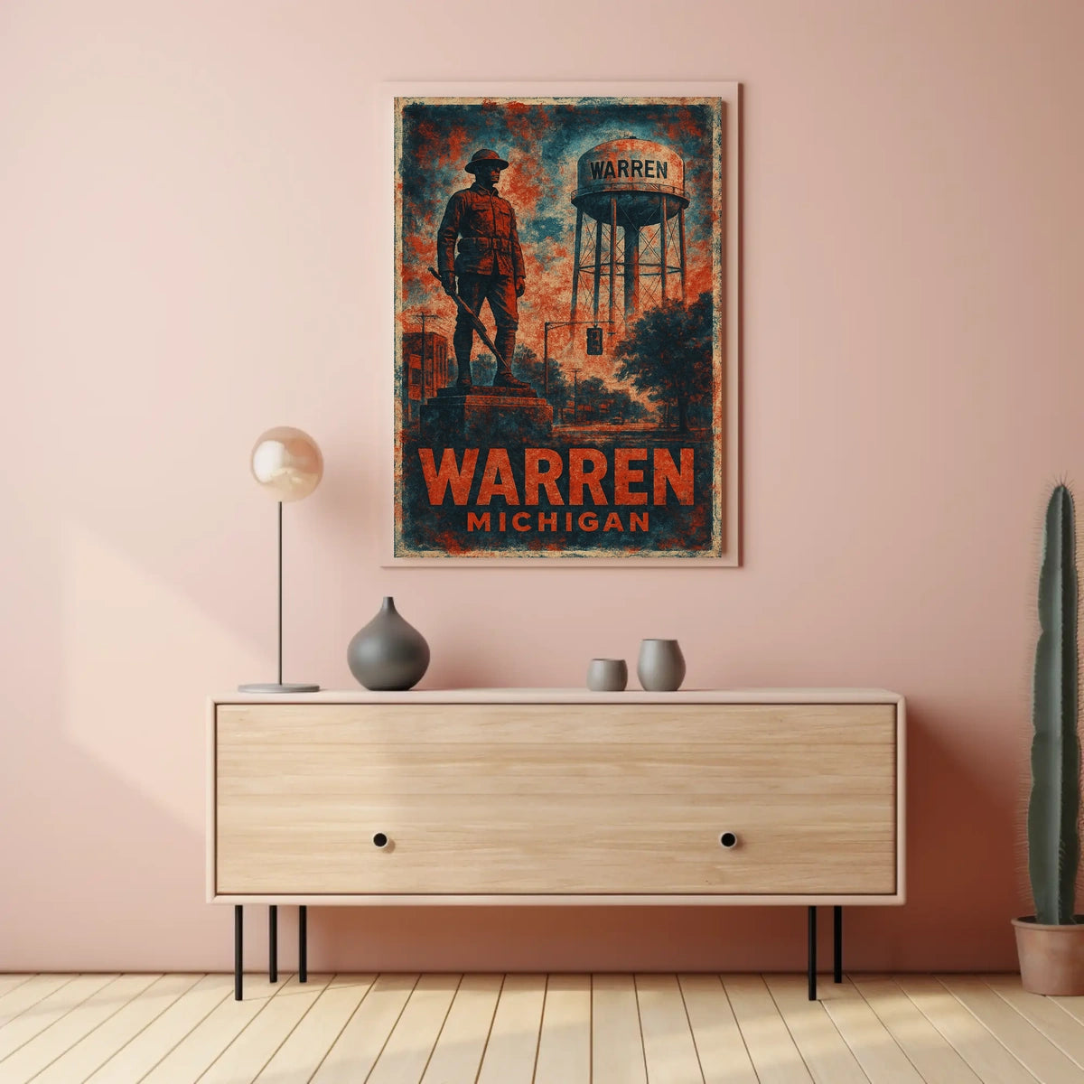 Warren Michigan Scenic Heritage Vintage City Poster
