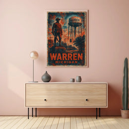 Warren Michigan Scenic Heritage Vintage City Poster