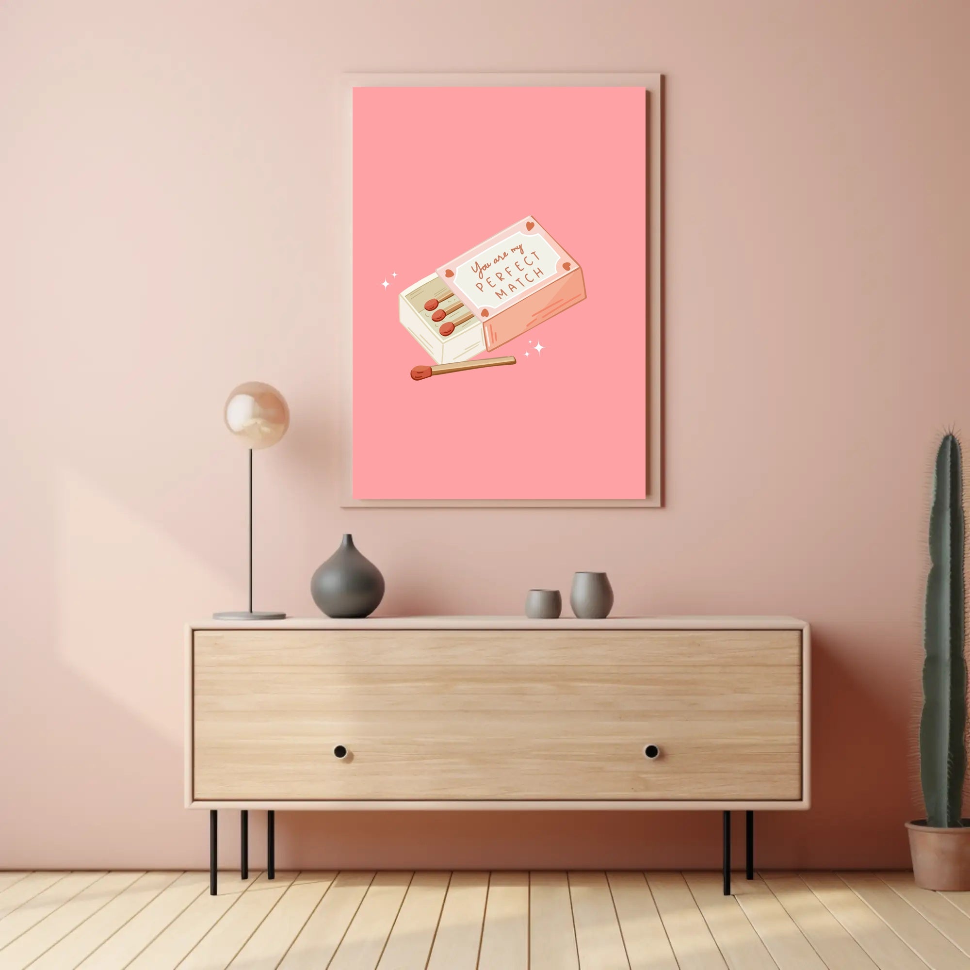 Perfect Match Romantic Whimsical Modern Illustration Poster PosterGoat