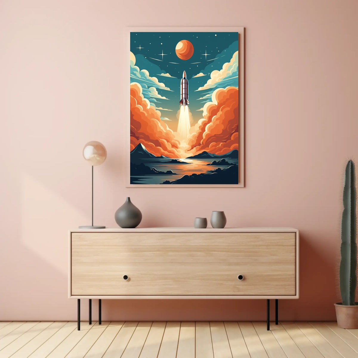 Rocket Launch Against Cosmic Backdrop Space or Astronomy Poster