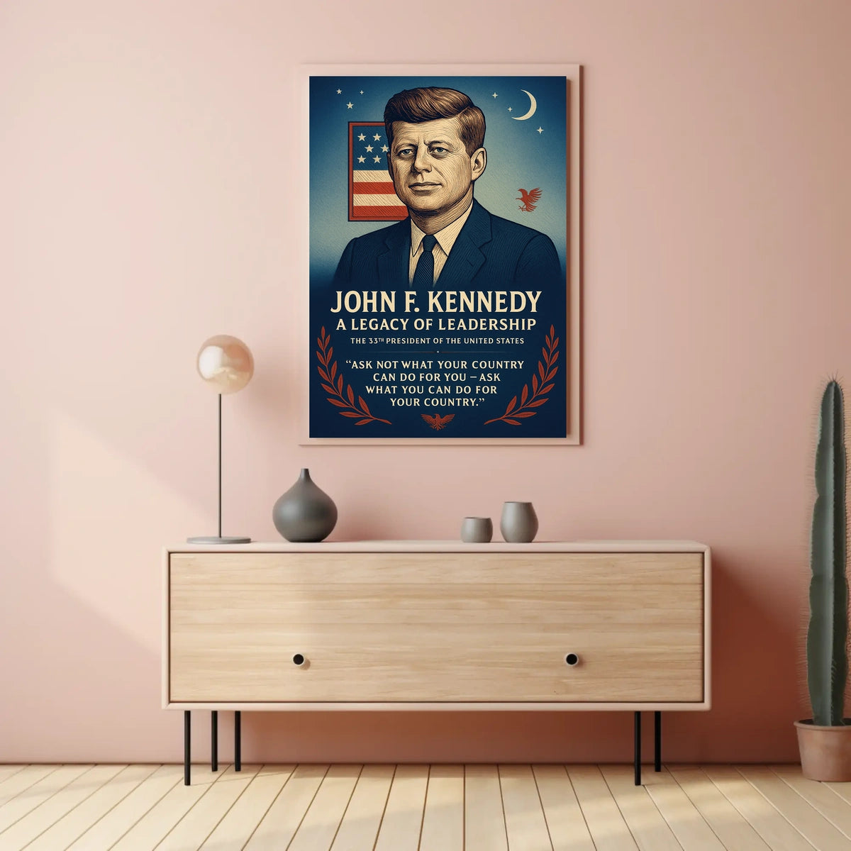 John F. Kennedy Patriotic Vintage Leadership Poster