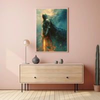 Medieval Knight with Glowing Sword Fantasy or Mythology Poster PosterGoat